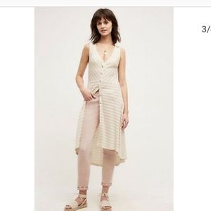 ANTHROPOLOGIE SANDSTRIPE VEST DUSTER CARDIGAN
